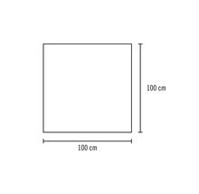 Quadrat mit Abmessungen von 100 Zentimeter mal 100 Zentimeter.