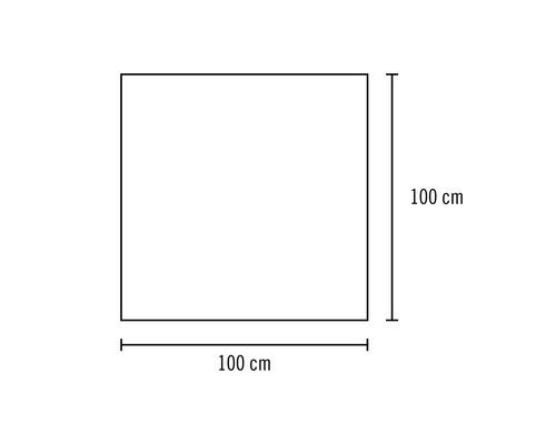 Quadrat mit Abmessungen von 100 Zentimeter mal 100 Zentimeter.