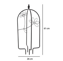 Rankhilfe aus Metall mit Blumen-Dekor, 61 Zentimeter Höhe, 26 Zentimeter Breite.