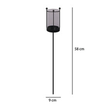 Gartenstecker Windlicht aus Metall und Glas, Höhe 58 Zentimeter, Durchmesser 9 Zentimeter.