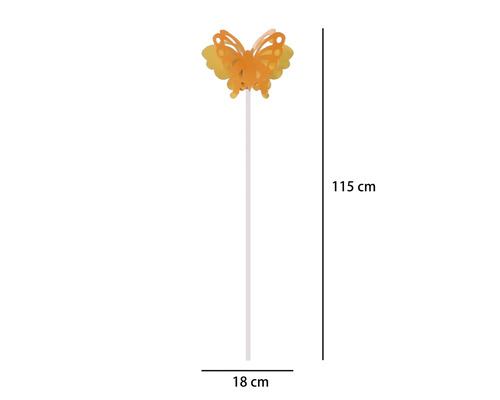 Gartenstecker Schmetterling mit filigranen Flügeln, Höhe 115 Zentimeter, Breite 18 Zentimeter.