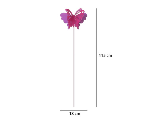 Gartenstecker Schmetterling, Höhe 115 Zentimeter, Breite 18 Zentimeter.