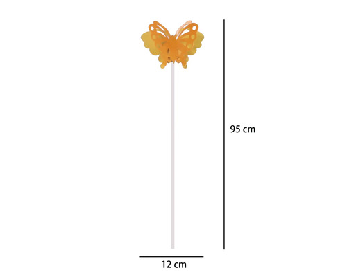 Gartenstecker Schmetterling, Höhe 95 Zentimeter, Breite 12 Zentimeter.