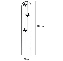 Rankgitter aus Metall mit Schmetterlings-Dekor, Höhe 120 Zentimeter, Breite 20 Zentimeter.