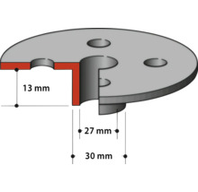 Technische Zeichnung eines Flansches mit Maßen: Höhe 13 Millimeter, Innendurchmesser 27 Millimeter, Außendurchmesser 30 Millimeter.