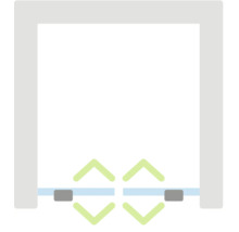 Symbol für zweiflügelige Pendeltür mit Öffnung in beide Richtungen.