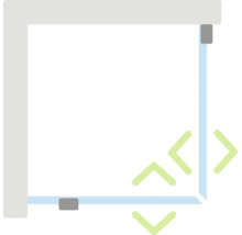 Symbol zur Darstellung der Verstellbarkeit einer Duschkabine in der Ecke