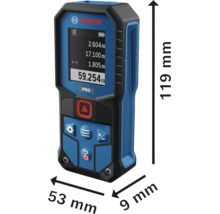 Bosch Laser Entfernungsmesser GLM 50-22 mit digitalem Display und Maßangaben in Millimetern