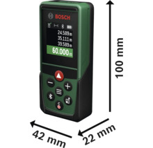 Bosch Laser Entfernungsmesser mit Abmessungen 100 mal 42 mal 22 Millimeter