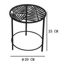 Runder Metall Blumenhocker mit Blattmuster, Höhe 25 Zentimeter, Durchmesser 20 Zentimeter