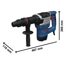 Bosch Professional Meißelhammer mit Zusatzhandgriff und Maßangaben