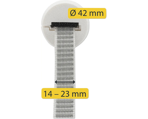 Wickelwickler für Rollladengurt mit einem Durchmesser von 42 Millimeter für Gurtbreiten von 14 bis 23 Millimeter