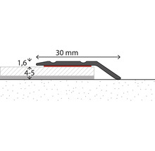 Technische Zeichnung eines Übergangsprofils mit einer Breite von 30 Millimetern für Bodenbelagstärken von 4 bis 5 Millimetern.