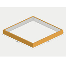 Quadratischer Sandkasten aus Holz mit den Maßen 200 mal 200 Zentimeter und einer Höhe von 20 Zentimeter