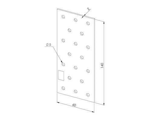 Flachverbinder mit Lochbild 140 mal 60 Millimeter