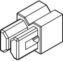 Schematische Darstellung eines Kunststoff Verbinders für Profilschienen als technisches Montageelement