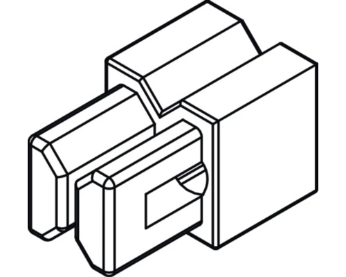 Schematische Darstellung eines Kunststoff Verbinders für Profilschienen als technisches Montageelement
