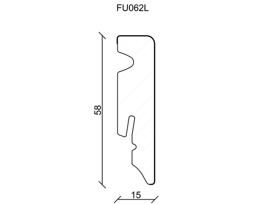 Profilleiste mit den Maßen 58 x 15 Millimeter.