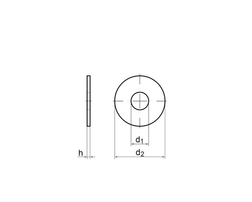 Technische Zeichnung einer Unterlegscheibe mit Maßangaben