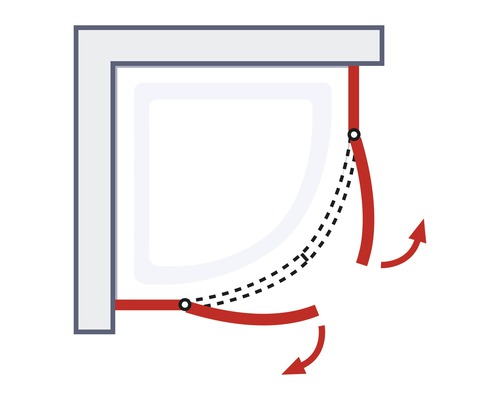 Animation einer schwenkbaren Duschwand