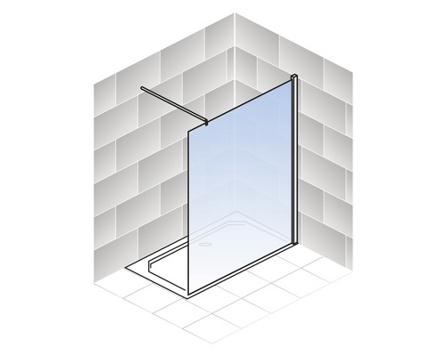 Duschabtrennung mit Glaswand und Stützstange