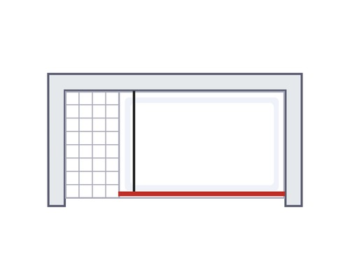 Illustration einer Schiebetür mit Gitterelement.