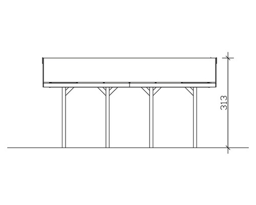 Zeichnung eines Carports mit Höhenangabe 313