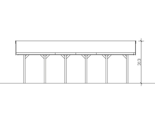 Technische Zeichnung eines Carports mit Höhenangabe 313