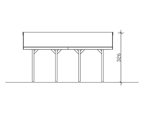 Technische Zeichnung eines Carports mit Maßangabe 326