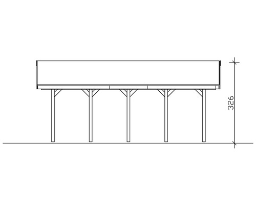 Technische Zeichnung eines Carports mit Höhenangabe 326 cm.