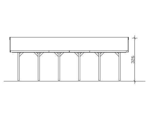 Technische Zeichnung eines Carports mit Höhenangabe
