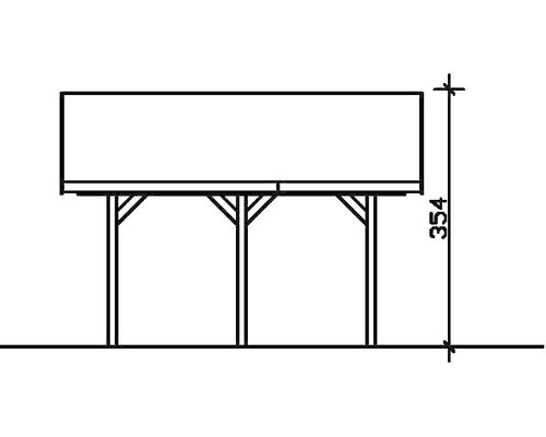 Technische Zeichnung eines Carports mit Höhenangabe 354 Zentimeter