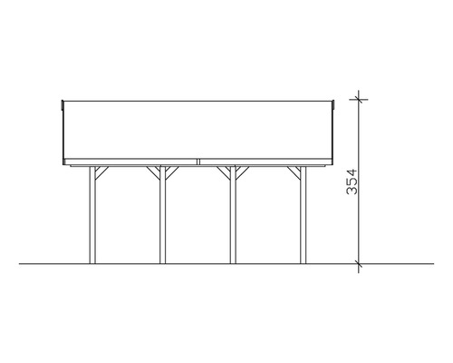 Zeichnung einer Carport Seitenansicht mit Höhenangabe 354 cm