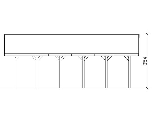 Technische Zeichnung eines Carports mit Maßangabe 354