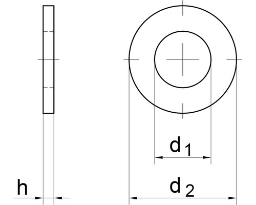 Technische Zeichnung einer Unterlegscheibe mit Maßangaben