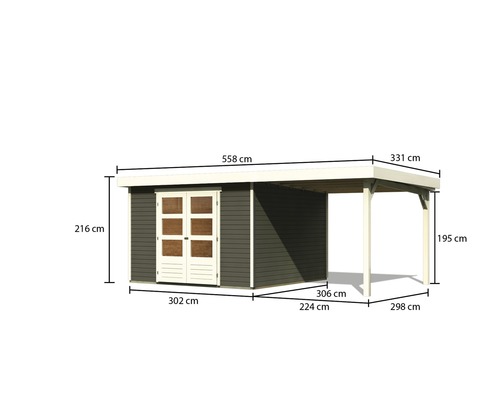 Abmessungen Gartenhaus mit Carport