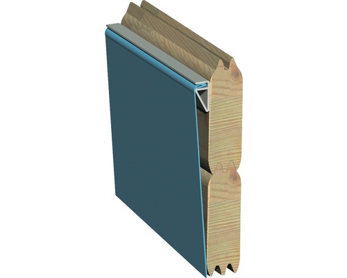 Detailansicht einer Türdichtung aus Holz und Metall