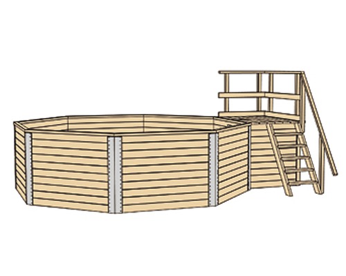 Holzpool mit Leiter und Plattform