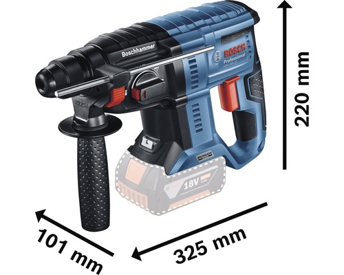 Bosch Bohrhammer mit den Maßen 101 mm x 325 mm x 220 mm