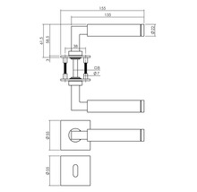 Rosettengarnitur Intersteel Baustil BB auf Magnet Rosette eckig edelstahl gebürstet