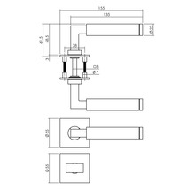Rosettengarnitur Intersteel Baustil WC auf Magnet Rosette eckig edelstahl gebürstet