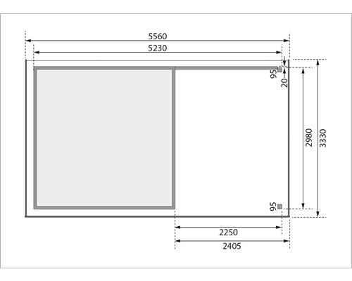 Technische Zeichnung mit Maßangaben