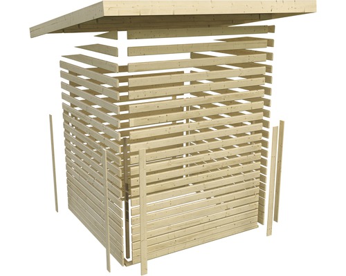 Explosionszeichnung eines Holzschuppens zur Montage