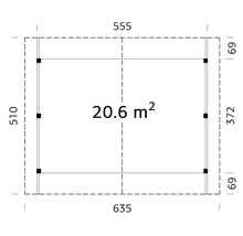 Grundrisszeichnung mit Maßangaben und einer Fläche von 20,6 Quadratmetern