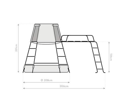 Abmessungen eines Spielturms mit Leiter