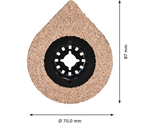 Oszillierendes Sägeblatt mit 70 Millimeter Durchmesser und 87 Millimeter Länge