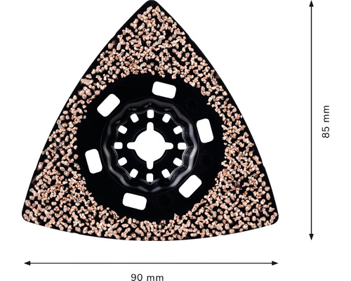 Dreieckige Multifunktionswerkzeug-Schleifplatte, 85 mm hoch und 90 mm breit