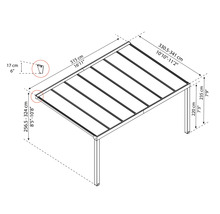 Technische Zeichnung einer Pergola mit Maßangaben