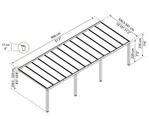 Maße einer Terrassenüberdachung