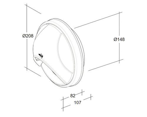 Technische Zeichnung einer Wandleuchte mit Maßangaben.